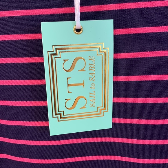 NWT Sail to Sable sz XS navy and pink striped very soft knit dress - Picture 7 of 10